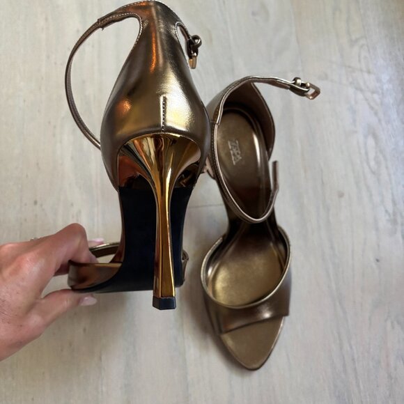 Zara Bronze Heeled Sandals - Picture 3 of 4